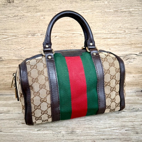 Gucci Handbags - Authentic Gucci Web Boston Bag